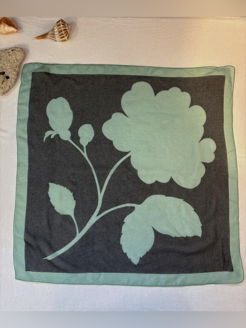 Vintage 90s GAP Italian-Made Navy Mint Green Floral Scarf